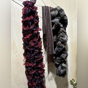 Elegant Burgundy and Brown Women's Scarf Set